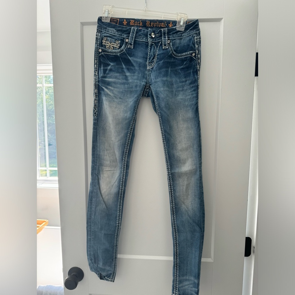 Rock revival jeans size 25 sherry mid rise skinny